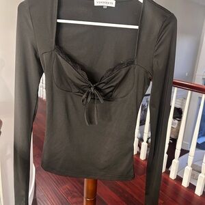 Black Lace Trim Women's Top